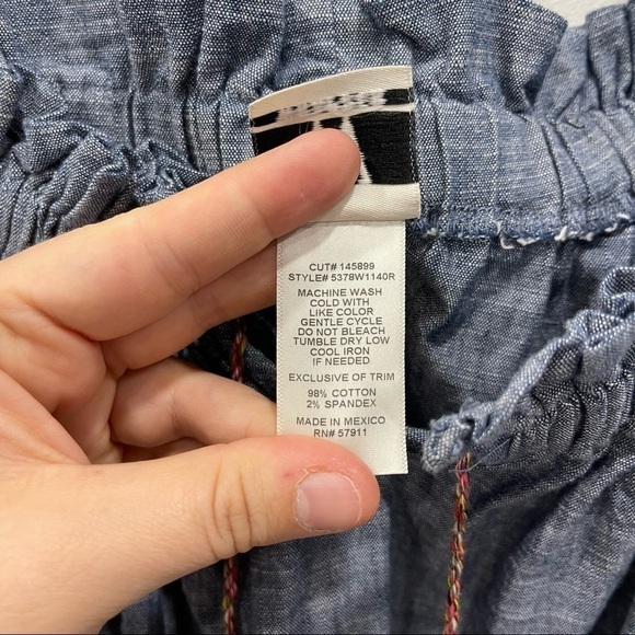 W Wrapper Chambray Split Neck Tassel Off The Shoulder Dress Small Blue - Picture 6 of 7